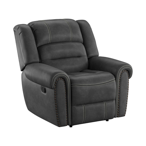 Madrona Burke Mason Slate Gray Rocker Recliner with Contrast Stitching