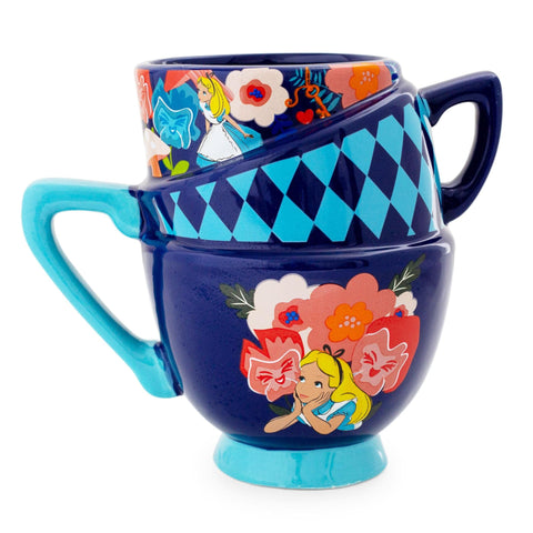 Alice In Wonderland Disney Stacked Teacups Sculpted Ceramic Mug | Large Coffee Cup For Espresso, Caffeine, Beverages, Home & Kitchen Essentials | Cute Mad Hatter Gifts | Holds 20 Ounces
