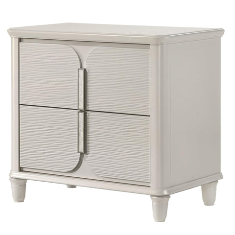 Acme Laveda Wood 2-Drawer Nightstand with Acrylic Legs in Pearl White