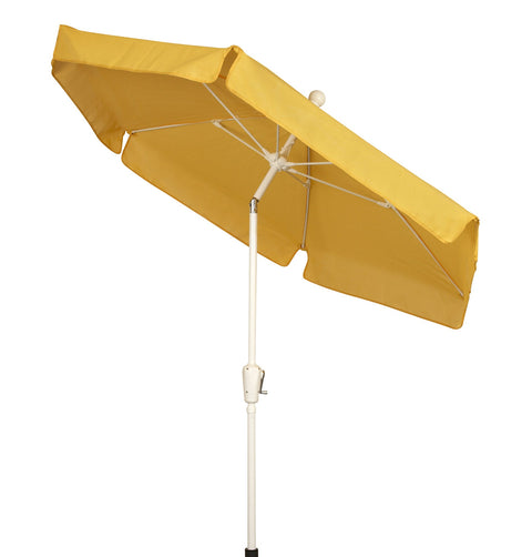FiberBuilt Umbrellas Garden Umbrella with Push-Button Tilt, 7.5 Foot Yellow Canopy and White Pole