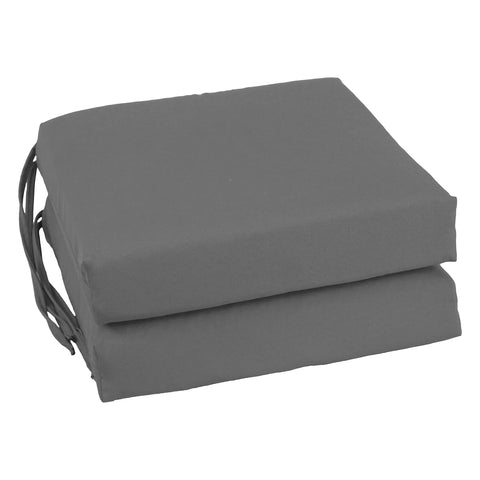 Blazing Needles Twill Chair Cushion, 16 x 16, Steel Grey 2 Count