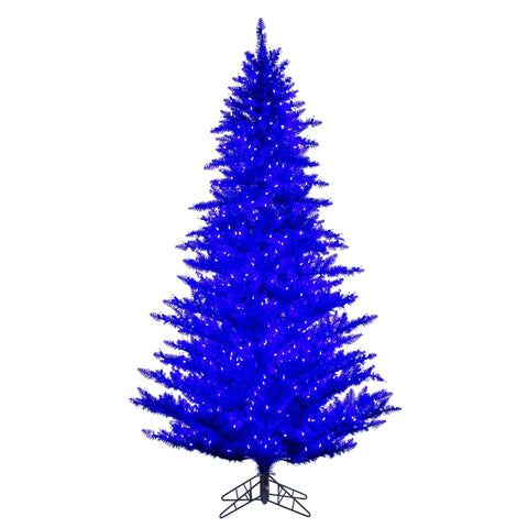 Vickerman 9' x 64" Blue Artificial Pre-Lit Christmas Tree with LED Lights and Step On/Off Foot Switch