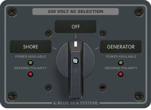 Blue Sea Systems 8363 AC Rotary Switch Panel 65 Ampere 2 positions + OFF, 3 Pole