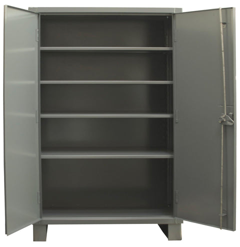 Durham 2703-4S-95 Lockable Cabinet, 4 Shelves, Flush Door Style, 48" Wide, 14 Gauge, Gray