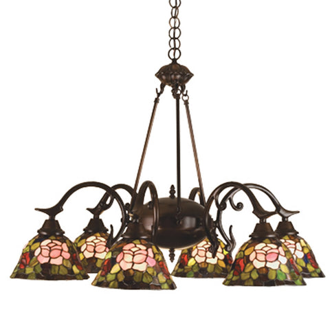 Meyda Tiffany 27399 Tiffany Rosebush 6 Light Chandelier, 32" Width