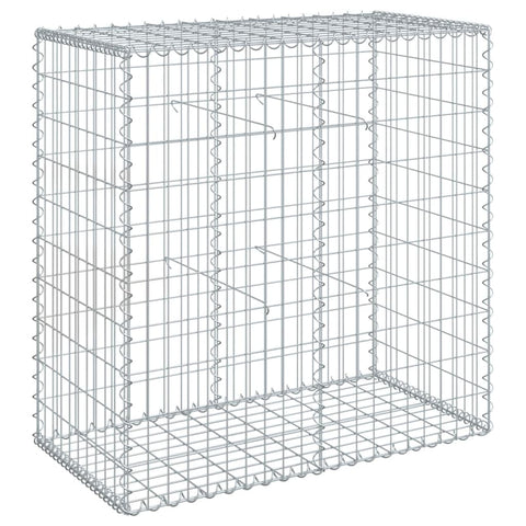 vidaXL Gabion Basket with Cover - 39.4"x19.7"x39.4" Rectangular Galvanized Iron - Weather-Resistant, Tool-Free Assembly, Customizable Outdoor Use