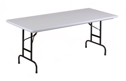 Correll RA2448 23 R Series Blow Molded Plastic Adjustable Height Commercial Duty Folding Table, Rectangular, 24" Width x 48" Length, Gray Granite