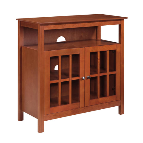 Convenience Concepts Big Sur Highboy TV Stand 36" - Modern Entertainment Center For TVs up to 40", Storage Cabinet for Dining, Living Room, & Entryway, Console Hall Table with Shelves, Cherry