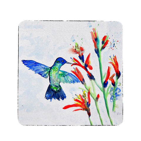 Betsy Drake Hummingbird and Fire Plant Coaster Set of 4