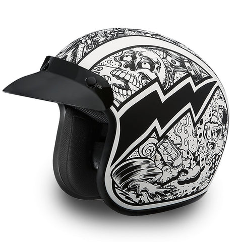 Daytona Helmets 3/4 Shell Open Face Motorcycle Helmet - DOT Approved, Lightweight & Comfortable, Vintage Design for Scooter, Cruiser & Street Bikes - Adjustable Fit, Enhanced Ventilation & Clear Visor