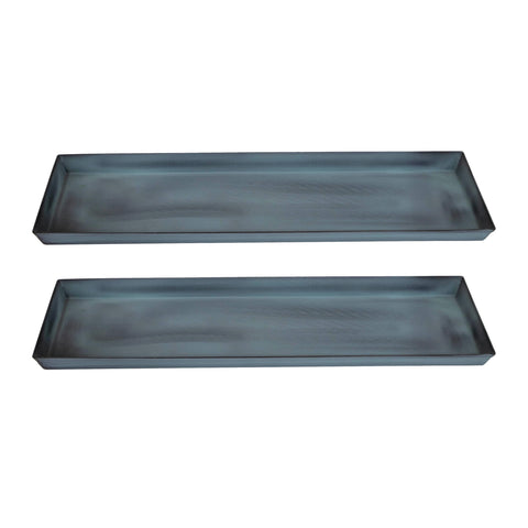 Achla Designs Galvanized Steel Planter Tray, Nantucket Blue, Small, 2-Pack