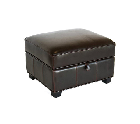 Baxton Studios Dark Brown Benvolio Leather Storage Ottoman