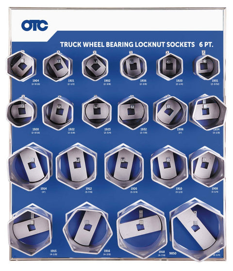 OTC 9850 6-Point Truck Wheel Bearing Locknut Socket Set with Tool Board