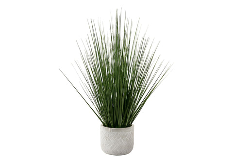 Monarch Specialties I 9574 Artificial Plant, 21" Tall, Grass, Indoor, Faux, Fake, Table, Greenery, Potted, Real Touch, Decorative, Green Grass, White Pot