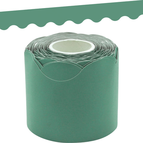 Teacher Created Resources Eucalyptus Green Scalloped Rolled Border Trim, 50 Feet