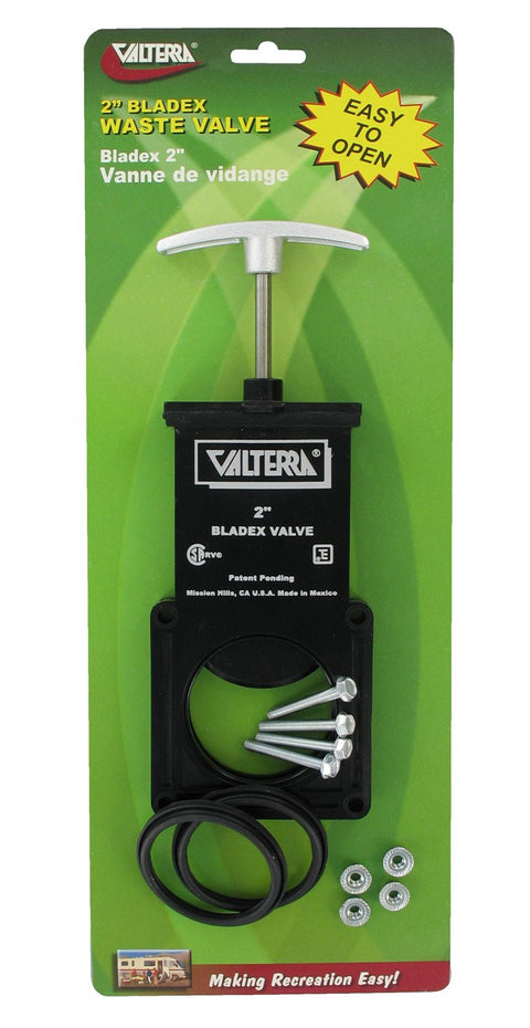 Valterra T1002VPM Bladex 2" Waste Valve Body with Metal Handle , Black