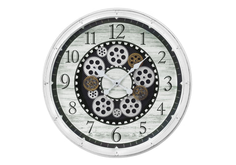 Monarch Specialties I 9059 Clocks, 20" Round, Gear Mechanism, Wall Clock, Antique White