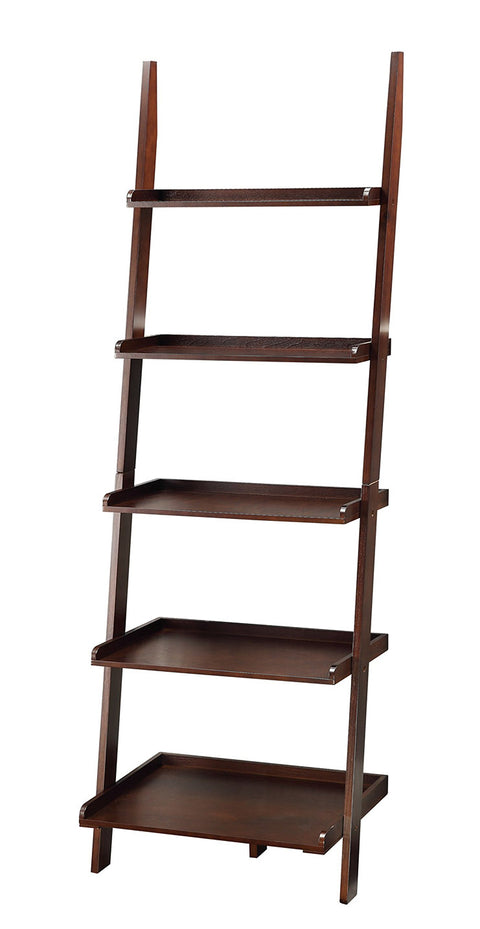 Convenience Concepts 5 shelves, American Heritage Bookshelf Ladder, Espresso, 72.75" x 25"