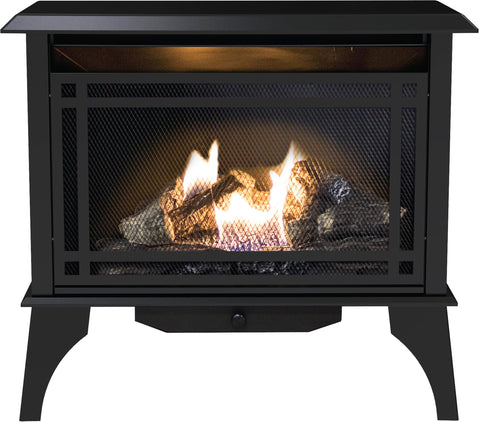 Comfort Glow 30,000 BTU Ventless Gas Fireplace The Monterey, Dual Fuel (LP/NG), Concealed Controls, Adjustable Thermostat, Realistic Oak Log Set, Heats 1,000 Sq Ft- Gas Stove for Indoor Use - GSD2846