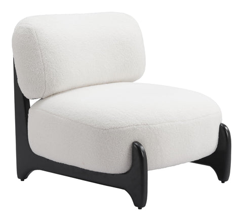 Zuo Bombo Accent Chair White, White Accent Chair, Modern Style, Faux Fur, Super Soft and Fuzzy Sherpa Fabric, Plywood, Indoor Living, 29.5" W x 30.3" D x 27.6" H, Non-Stackable