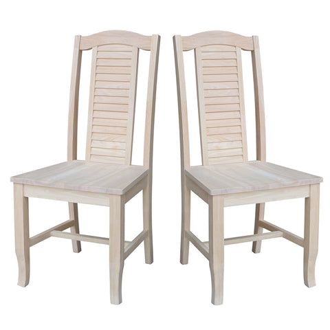 IC INTERNATIONAL CONCEPTS Seaside Solid Wood Chairs - Set of 2 - Unfinished