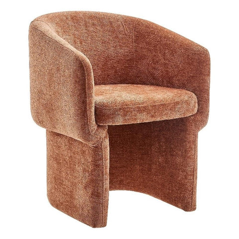 Modway Verity Modern Chenille Barrel Dining Chair in Rust - Fabric Upholstered Round Accent Armchair with Curved Back - Padded Dining Chair or Club Chair - Cozy Living Room Accent Chair
