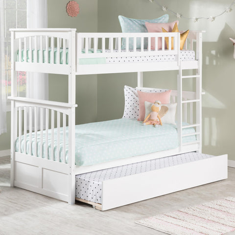 AFI, Columbia Ladder Bunk Bed Twin Over Twin with Twin Trundle, White
