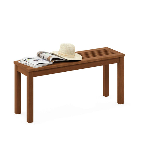 Furinno TIOMAN Outdoor Bench, Backless Garden Bench with Slatted Top, for Patio, Deck, Garden, 11.9" x 39.3" x 18.5", Light Wood