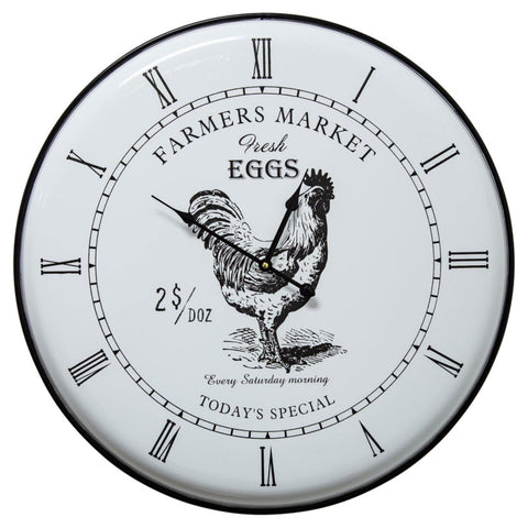 Yosemite Home Decor Country Mood Farmhouse Metal Wall Clock in White
