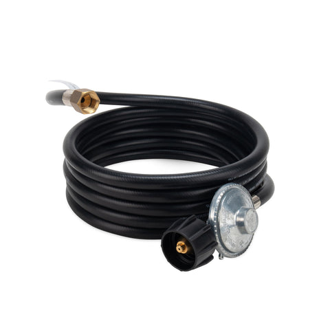 Camco Low Pressure Gas Regulator with 12' Hose 70,000 BTUs/Hr Simple and Quick Install - Use with Low Pressure Gas Fired Heaters (57721)