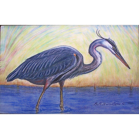 Betsy Drake Coastal Blue Heron Door Mat, 30" x 50"