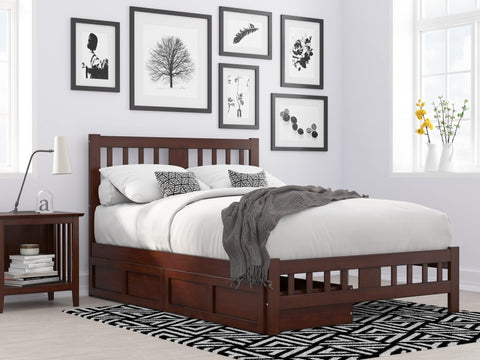 Tahoe Full Bed with Footboard and 2 Drawers in Walnut