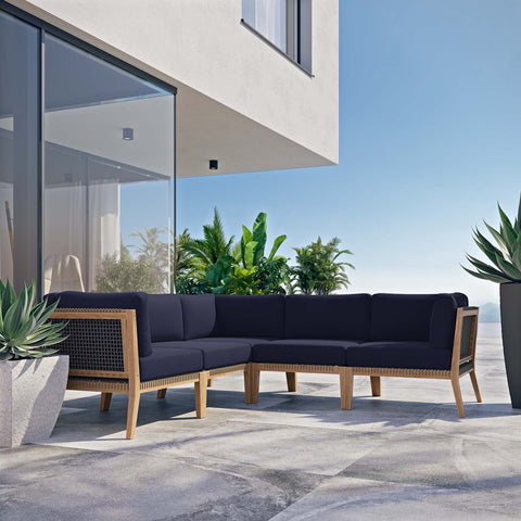 Modway Clearwater Sectional, 5-Piece Set, Gray Navy