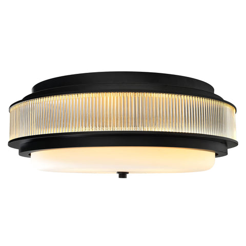 Valdivia 5 Light Black 22in Flush Mount Ceiling Light Fixture, Modern Round Ceiling Lamp with Frosted Glass Shade for Hallway, Bedroom, Kitchen, or Bathroom Lighting