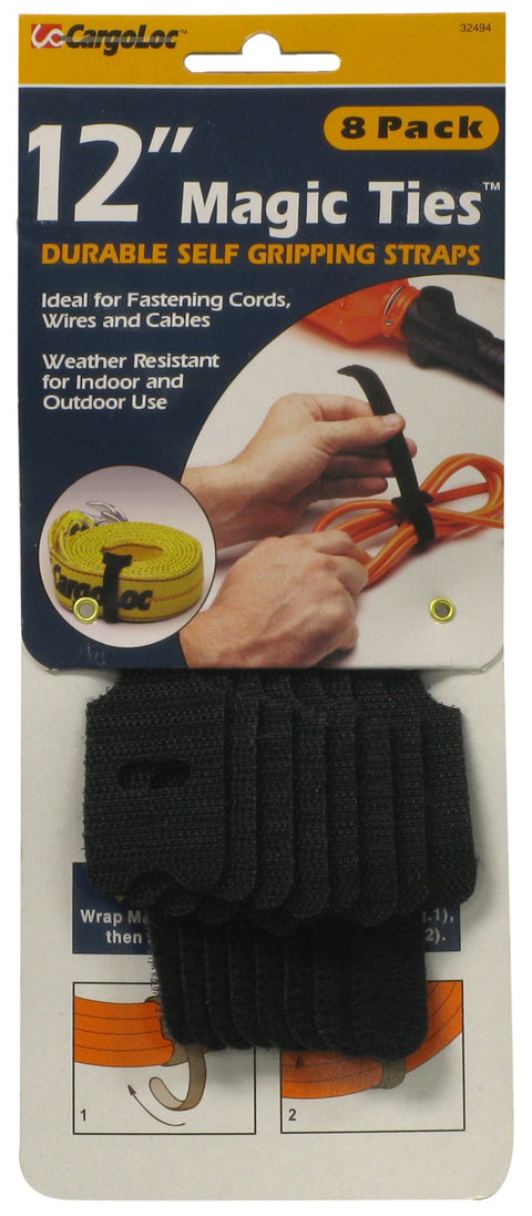 CargoLoc 32494 Magic Ties, 12-Inch x 9/16-Inch, Black