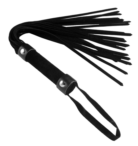 Frisky Short Suede Flogger – Black Beginner-Friendly BDSM Whip with Braided Handle for Spanking & Sensory Play
