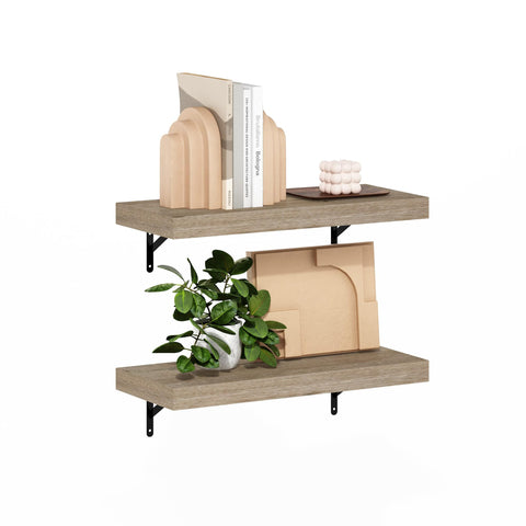 Furinno Tanna Floating Shelves for Wall Set of 2, 22-Inch Wall Shelf, Triple Thick Floating Mounted Shelf, for Bathroom, Home Office, Living Room, Natural
