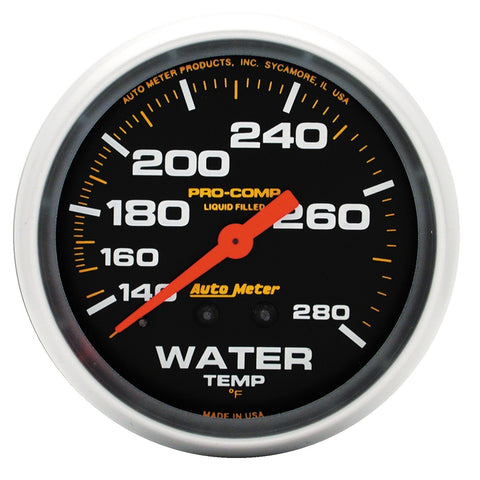 Auto Meter 5431 Pro-Comp 2-5/8" Mechanical Water Temperature Gauge (140-280 Degree F, 66.7mm)