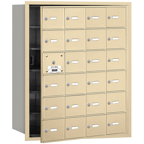 Salsbury Industries 3624SFP 4B Plus Horizontal Mailbox with Master Commercial Lock, 24 A Doors 23 Usable, Front Loading, Private Access, Sandstone