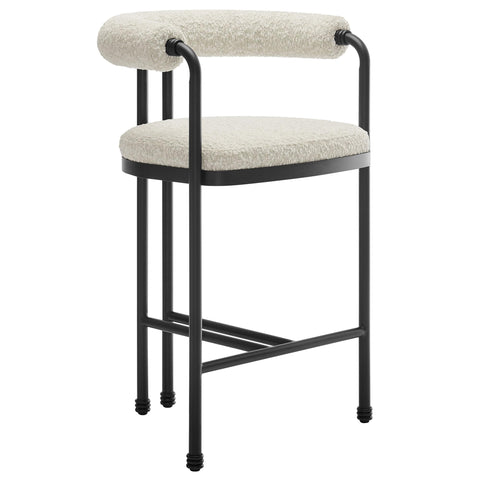 Modway Turin Boucle and Metal Counter Stool in Black Pearl