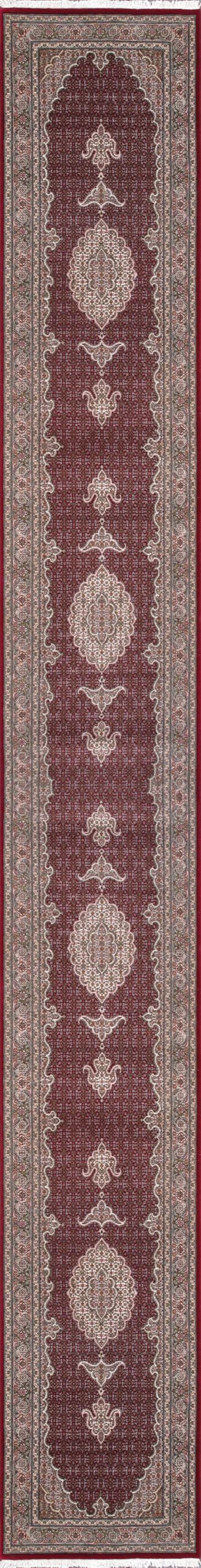 Pasargad Home Baku Collection Hand-Knotted Construction 100% Wool Runner- 2' 8'' X 13' 0'', Red/Ivory