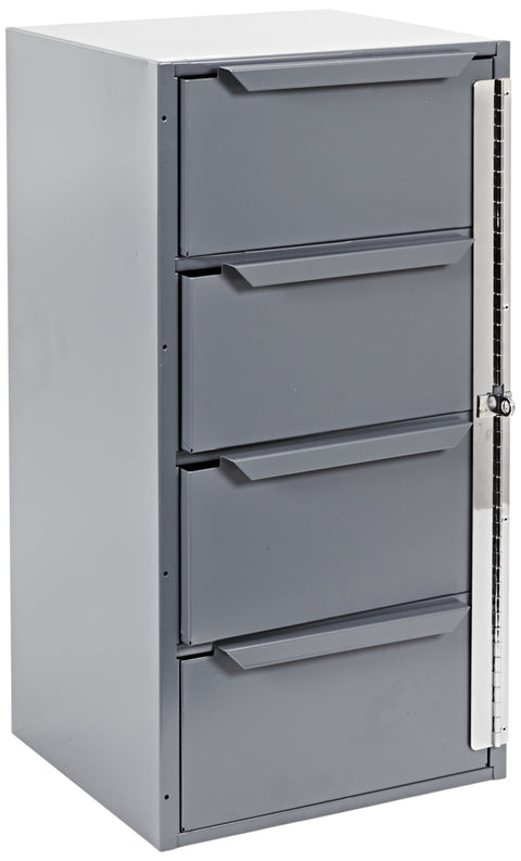 4 Drawer Storage Bin Steel Pad-Lockable Hinge