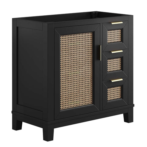 Modway EEI-6626-BLK Dixie 36” Solid Wood Bathroom Vanity Cabinet (Sink Basin Not Included), Black