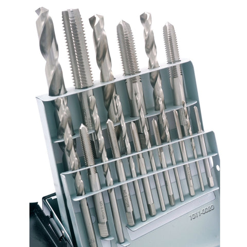 HHIP 1011-0020 18 Piece High Speed Steel Tap and Drill Combo Set, M2.5-M12