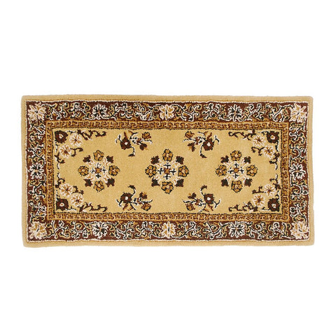 Minuteman International Beige Oriental Wool Hearth Rug, Rectangular