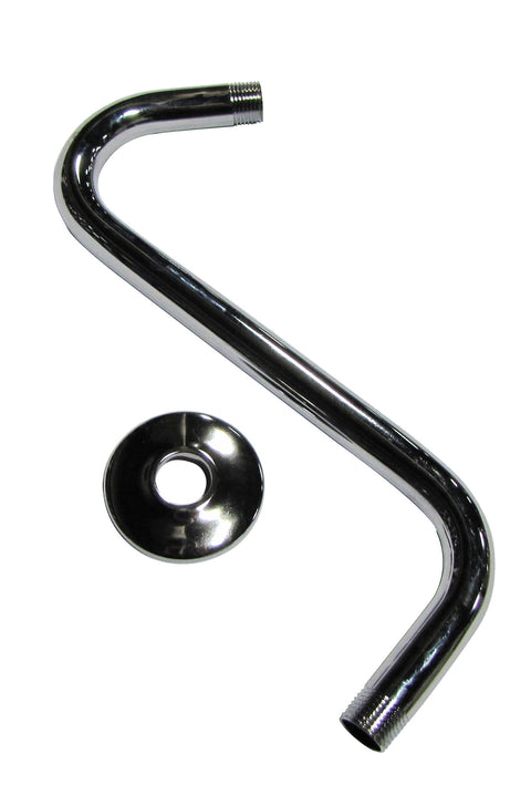 Plumb Pak PP825-19 S Style Arm and Flange, Mip Threads 5 1/2In Extends 8In from Wall Fits Standard Shower Heads, 1/2", Chrome Finish