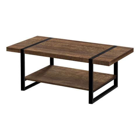 Monarch specialties 2850, Accent, Cocktail, Rectangular, Living Room, 48", Laminate, Brown, Contemporary, Modern Coffee Table Reclaimed Wood-Look/Black Metal, 47.25" L x 23.75" W x 17.75" H