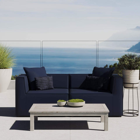 Modway EEI-4377-NAV Saybrook Patio Upholstered 2-Piece Sectional Sofa Loveseat in Navy