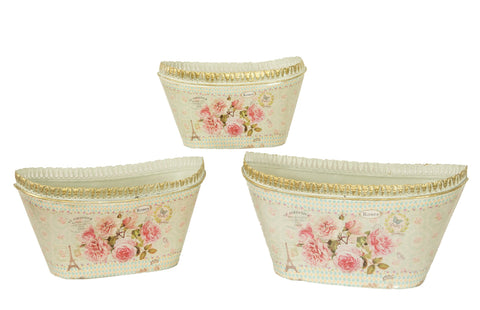 French Country planters Vintage Painted Metal Decorative vases by Dolce Mela DMMV693-S3