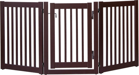 Highlander Series Solid Wood Pet Gates are Handcrafted by Amish Craftsman - 32" High - 3 Panel Walk Through - Mahogany